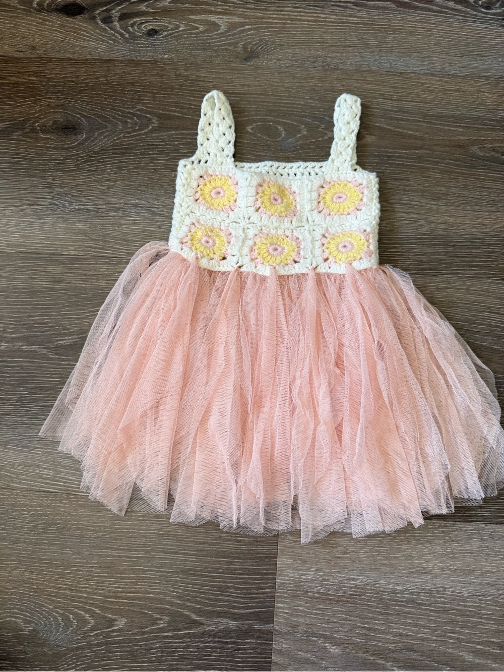 Peach Crochet Bodice Tulle Dress for Girls